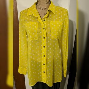 Yellow Polka Dot Sheer Blouse